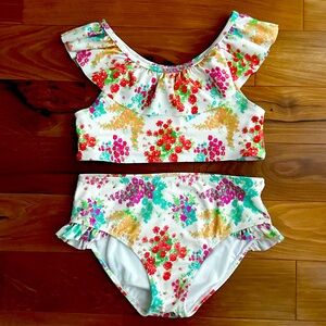 Janie&Jack Girls Swim 2 Piece Bikini Flower Blossom,Multicolor 10, Kid